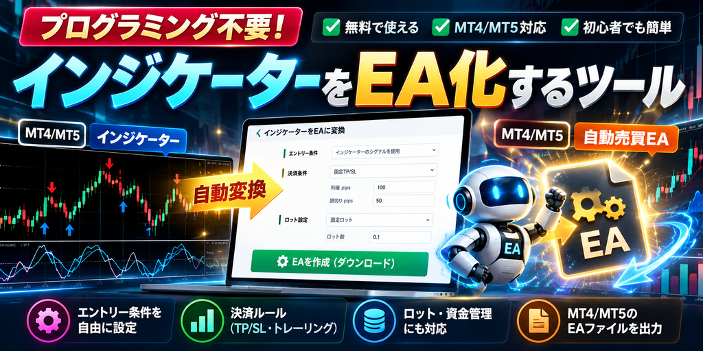 インジケーターEA化ツール|MT4・MT5のサインで自動売買EAを無料作成