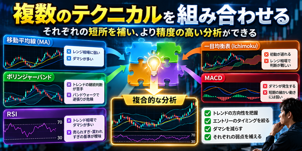 複数のテクニカルを組み合わせ、それぞれの短所を補う